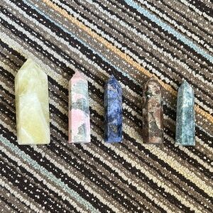 Set of Five Polished Crystal Towers